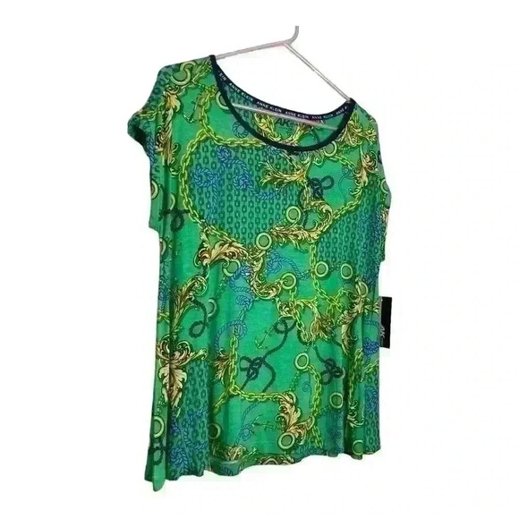 Anne Klein oversized, flowy, Kelly Green, status print top-size small - Picture 2 of 7